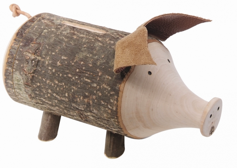 cochon tirelire en bois