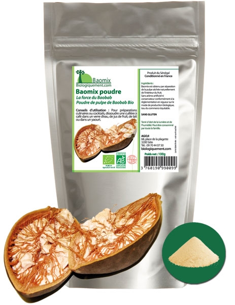 Baomix poudre de fruit du Baobab Bio AB 250g 
