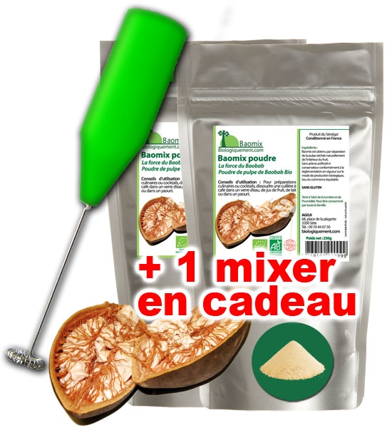 Baomix fruit du Baobab Bio AB 500g + 1 mixer offert