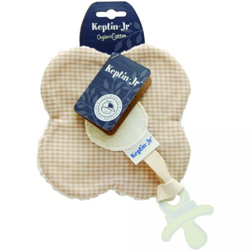 Doudou fleur attache-sucette en coton bio 