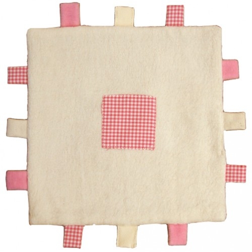 Doudou plat à étiquettes en coton bio
