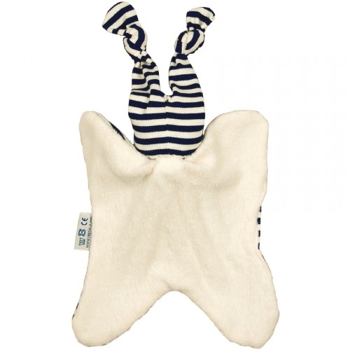 Doudou en coton bio bébé Boyo rayé marine ou vert