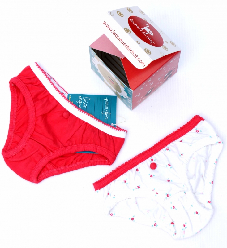 Culottes fille en coton bio T 2 et 3 ans Lot de 2 