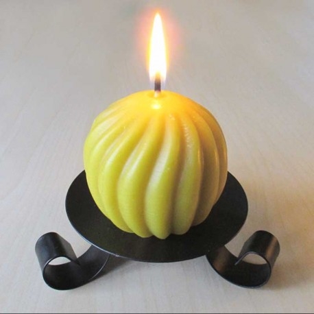 Bougie naturelle en pure cire d'abeille - boule torsadée