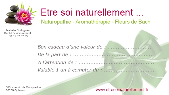 Bon cadeau Naturopathie et Fleurs de Bach