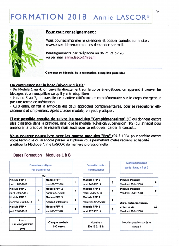 Formation Annie LASCOR 2018