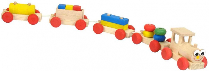 Petit train en bois à pousser 4 wagons