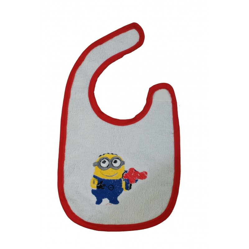Bavoir enfant coton et vinyl brodé personnage Minion