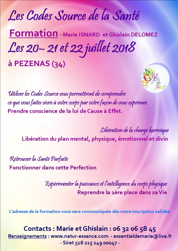 Formation Les Codes Source de la Santé 20-22 juillet à Pézenas