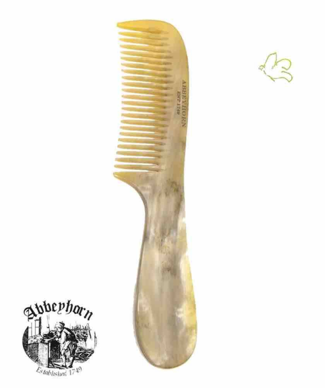 Peigne démêloir en corne avec manche (19 cm)