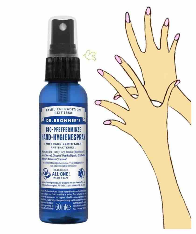 Spray Nettoyant bio pour les mains à la Menthe
