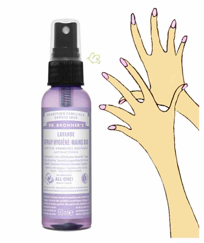 Spray Nettoyant bio pour les mains à la Lavande
