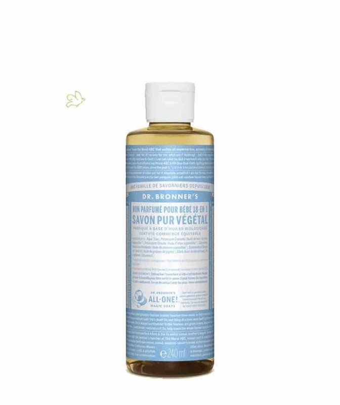 Savon Liquide bio 18-en-1 Non-Parfumé doux bébé (240ml)