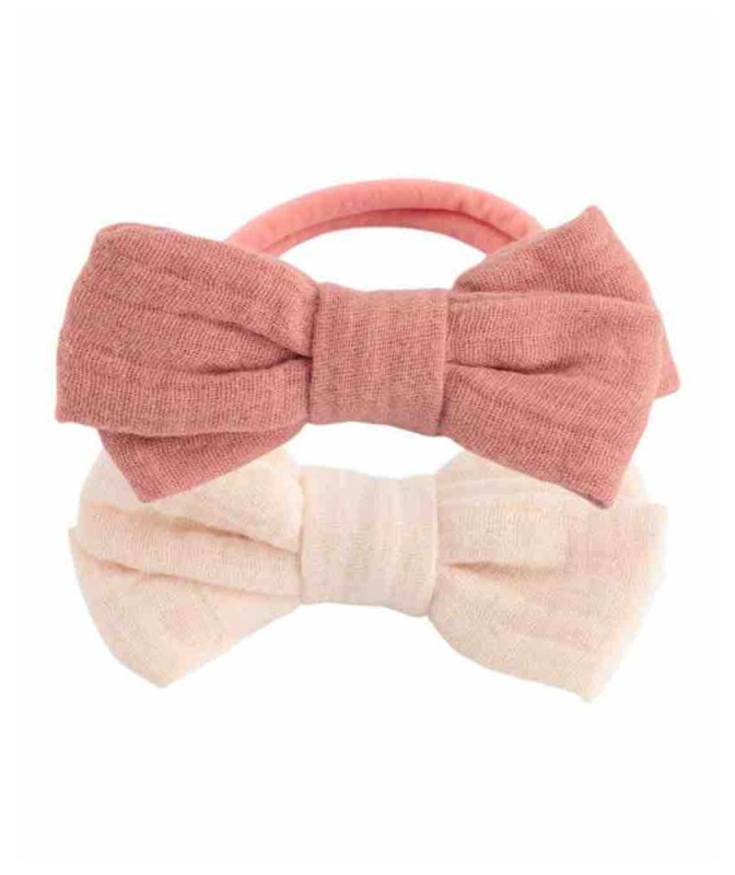 Elastiques Noeud Gaze de Coton Set de 2 - rose