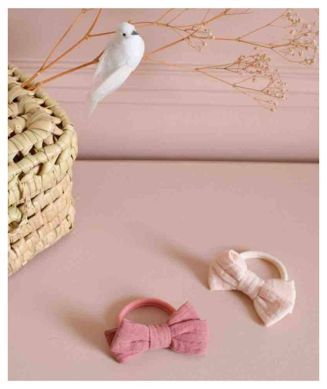 Elastiques Noeud Gaze de Coton Set de 2 - rose