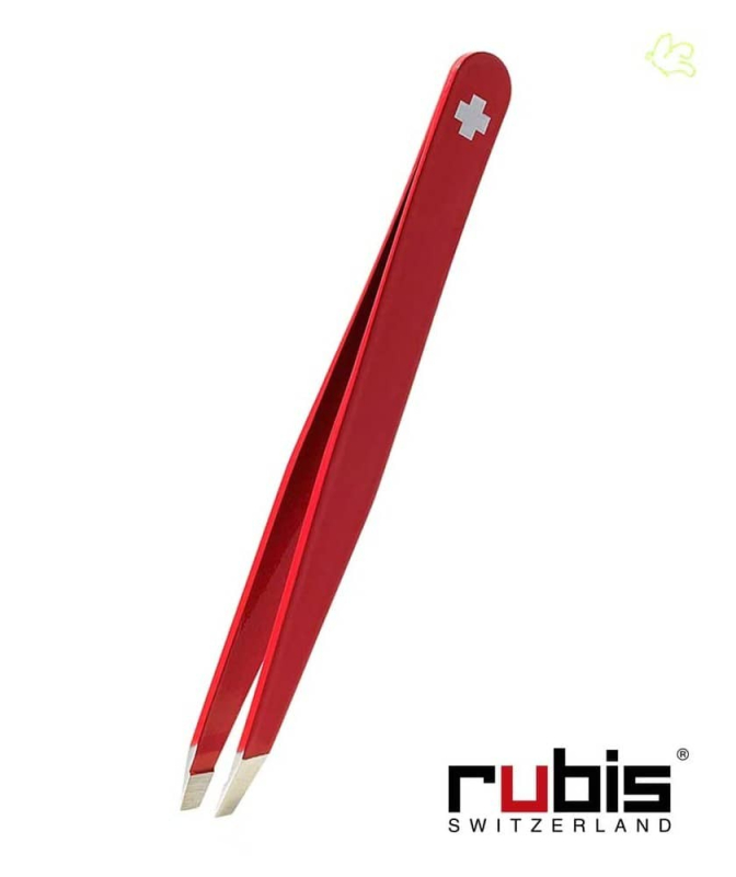Pince à Épiler Classic mors biais Rouge avec Croix Suisse