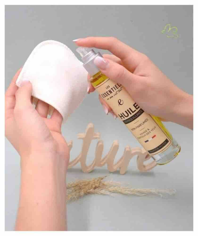 Set Huile Démaquillante bio & 3 Carrés Démaquillants