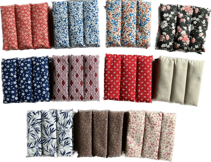 Coussin chauffant tour de cou, 9 compartiments graines de lin 50x15cm